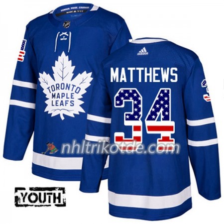 Toronto Maple Leafs Trikot Auston Matthews 34 Adidas 2017-2018 Blau USA Flag Fashion Authentic - Kinder